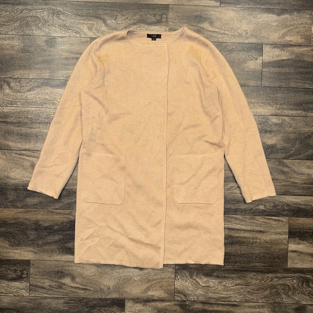 JCREW Knit Sweater Cardigan Long-Sleeve Women's Size Small Camel Tan Brown